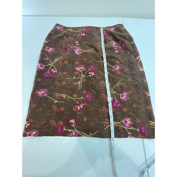 Grace Dane Lewis petite 6/8 brown embroidered silk blend jacket and skirt - Picture 10 of 11